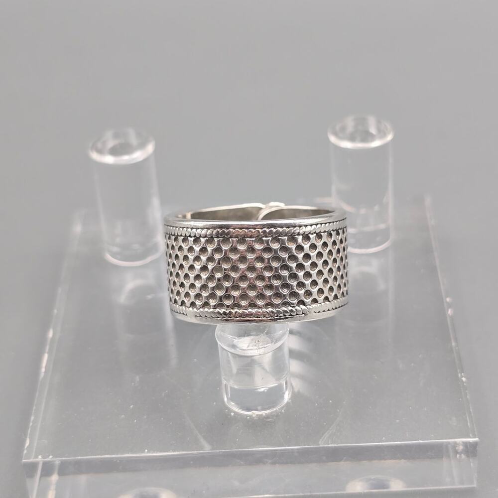 S925 Sterling Silver With Silver Recessed Dots Ruyi Cloud Adjustable Ring